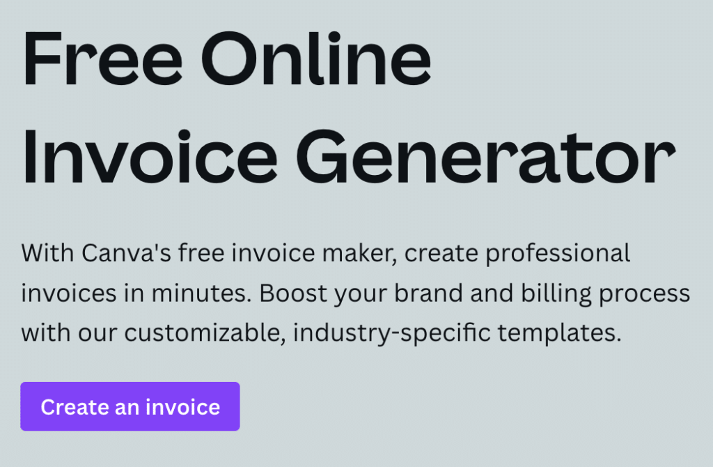 canva free invoice generator