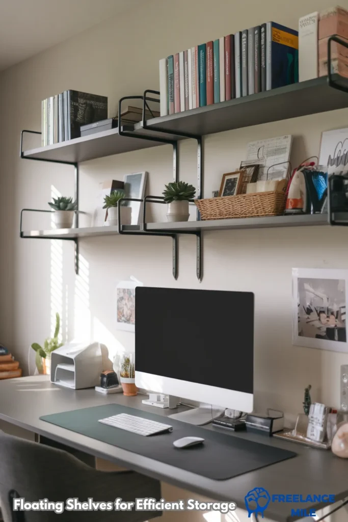 work from home office - Floating Shelves for Efficient Storage work from home office - Floating Shelves for Efficient Storage