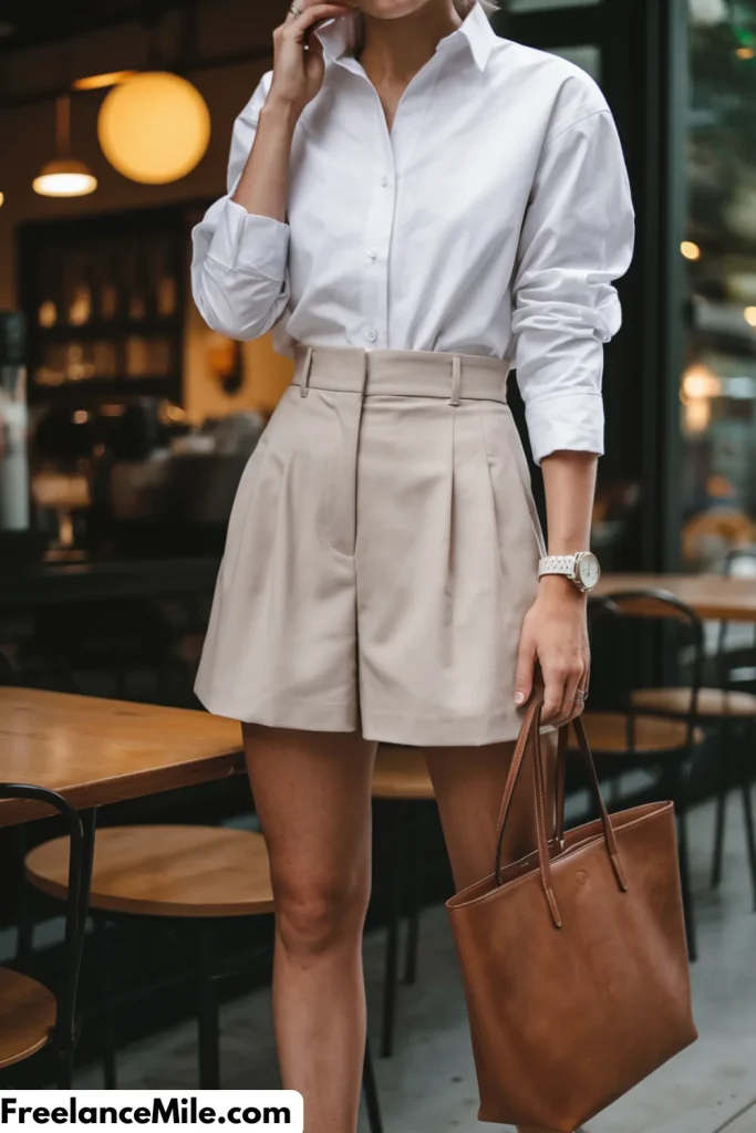 Button-Down + High-Waist Shorts Combo Button-Down + High-Waist Shorts Combo