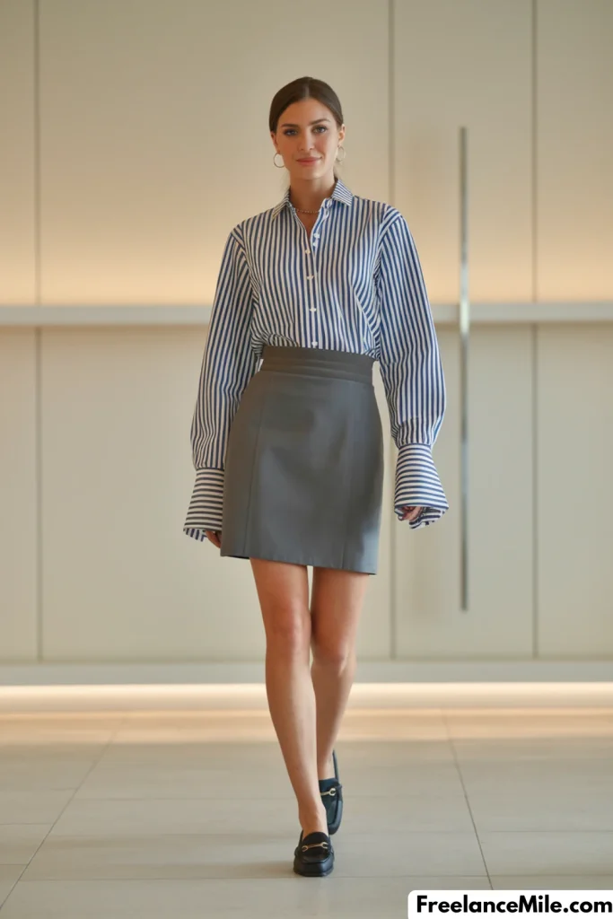 Striped Shirt + Mini Skirt Striped Shirt + Mini Skirt