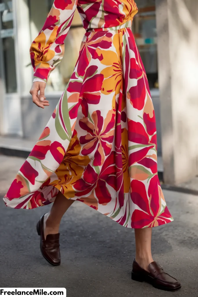 Long-Sleeved Midi Dress + Loafers Long-Sleeved Midi Dress + Loafers