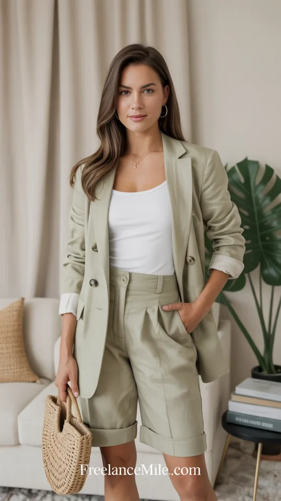 Linen Blazer + Tailored Bermuda Shorts Linen Blazer + Tailored Bermuda Shorts