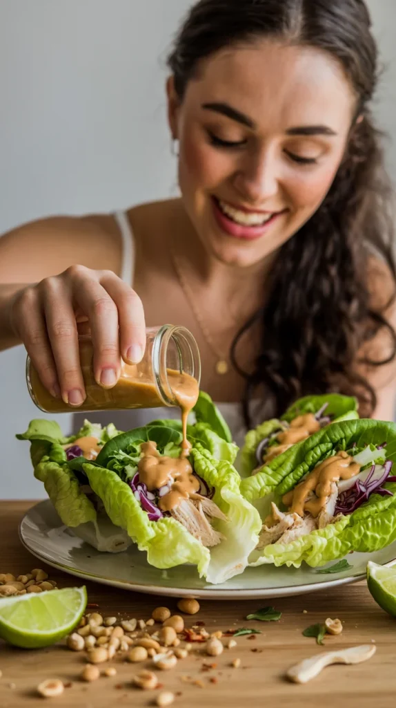 Thai peanut chicken lettuce wraps Thai peanut chicken lettuce wraps